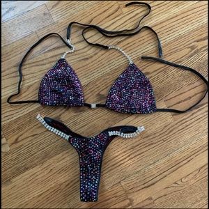 Kendra’s Kinis black rainbow competition bikini